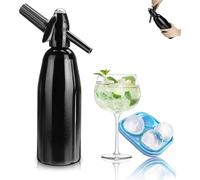 Sifone per soda Maker, macchina portatile per acqua gassata, 1 l, per acqua gassata fatta in casa, cocktail, bevande frizzanti fai da te, cartucce di CO2 (non incluse) con stampo per cubetti di