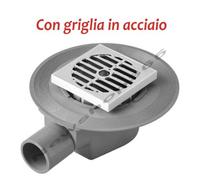 SIFONE POZZETTO GO GO Ø 40/50 MM SCARICO DOCCIA PAVIMENTO IN ABS GRIGLIA ACCIAIO