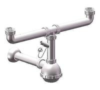 SIFONE PP A BOTTIGLIA 2 VASCHE + 1 ATTACCO BIANCO MM 40 1"1/2 PZ 5