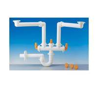 SIFONE SALVASPAZIO "LIRA" A "S" 2 VASCHE 1 1/2" X 40 MM., PER CUCINA