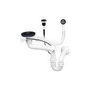 Sifone scarico scarico per lavello della cucina Push 1 bacino camera automatica (nero)