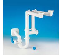 Sifone Spazio 2 New Per lavelli a due vasche Con Glu-Glu Stop Domestico Tee Anti-Rumore Per Silenziare Scarico Lavastoviglie/Lavatrice