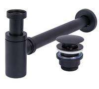 Sifone Universale Per Lavabo Nero Con Piletta Click-Clack
