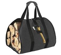 SIGANDG Borsa per Legna da Ardere in Tessuto Oxford Impermeabile,Borsa Portatile per Legna,Sacca Pieghevole da Camino,Borsa porta Legna per Camino con Maniglie,per Stufe,Campeggio,Spiaggia (Nero)