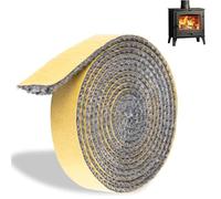 SIGANDG Guarnizione per Camino, Guarnizione stufa a legna, Corda ermetico autoadesivo per stufa, caminetti, porta del forno, forni, caldaie, Striscia sigillante resistente al calore (3mm x 15mm x 2m)