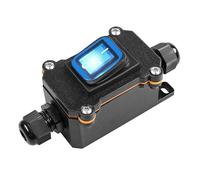 SIGANDG Interruttore Filo Interruttore a bilanciere impermeabile in linea 12V DC 25A DPST 4-Pin 12V IP68 Custodia impermeabile Doppio foro aperto Ingresso su due lati (Blu)