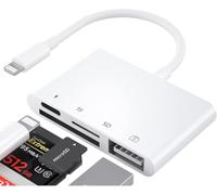 SIGANDG Lettore di schede SD per iPhone, iPad, fotocamera-4 en 1 - Adaptateur SD/TF, Câble USB USB OTG pour iPhone 14 13 12 11 X XS 8 7 et iPad.