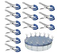 SIGANDG Morsetti Metallici per Coperture di Piscine 12 Pezzi Staffe in Metallo per Piscine Fuori Terra Asciugare con Film protettivi per Piscine, Parasole e Abbigliamento (Blu)