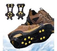 SIGANDG Ramponi,Ramponcini da Neve,Leggero Ice Tacchetti,Ramponi Outdoor Antiscivolo per Uomo e Donna con 10 Punte per Denti in Acciaio Inossidabile(L)