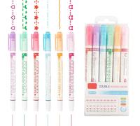 Siganorpy 6 evidenziatori curvi a doppia punta con 6 diverse forme curve con punte sottili, penne curve colorate, evidenziatori colori assortiti, per scrivere, disegnare, diari, album di ritagli