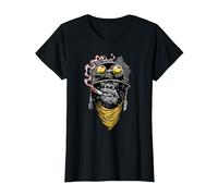 Sigaro di Scimmia Gorilla Divertente Che Fuma Sigaro Maglietta, Donna, Nero, M