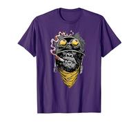 Sigaro di Scimmia Gorilla Divertente Che Fuma Sigaro Maglietta, Uomo, Viola, M