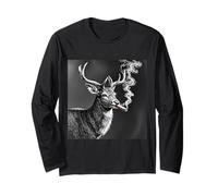 Sigaro fumatore di cervo, divertente grafica casuale della fauna selvatica del cacciatore Maglia a Manica