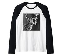 Sigaro fumatore di cervo, divertente grafica casuale della fauna selvatica del cacciatore Maglia con Maniche Raglan