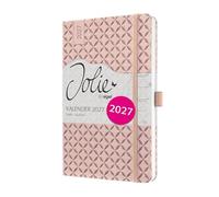 SIGEL 7J131 Agenda settimanale Jolie 2027-1 anno - circa A5 - Pearl Rose - 2 pagine = 1 settimana - copertina rigida - 80 g/m² - rosato - 174 p. - certificazione FSC