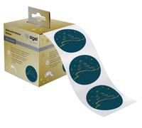 SIGEL CS124 Sticker natalizi in rotolo, 200 sticker, 4,7 x 4,7 cm, "Christmas tree", blu petrolio, giallo