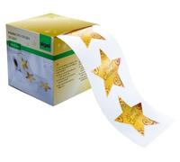 SIGEL CS112 Sticker natalizi in rotolo, Christmas Stars, con stampa oro 'Merry Christmas', 47x47 mm, 200 pz