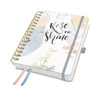SIGEL Agenda a spirale Jolie 2027 A5 copertina rigida | 7J608, calendario, planner, organizer, certificato FSC, rosa antico, grigio, albicocca, oro