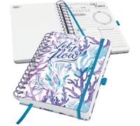 SIGEL JP204 Jolie Agenda giornaliera senza data, Underwater Miracles, 120 g/m², 16,8 x 21,5 cm, copertina rigida, 240 pagine, viola, turchese, blu petrolio