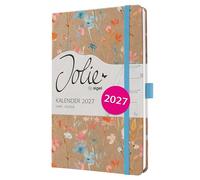 SIGEL 7J807 Agenda settimanale Jolie 2027-1 anno - circa A5 - Blue Floral Serenity - 2 pagine = 1 settimana - copertina rigida - 80 g/m² - marrone/blu/rosso/arancione - 174 p. - certificazione FSC
