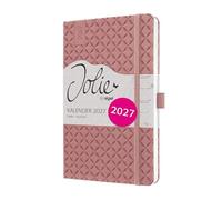 SIGEL 7J129 Agenda settimanale Jolie 2027-1 anno - circa A5 - Dusty Red - 2 pagine = 1 settimana - copertina rigida - 80 g/m² - rosso scuro - 174 p. - certificazione FSC