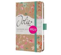 SIGEL 7J806 Agenda settimanale Jolie 2027-1 anno - circa A6 - Green Floral Serenity - 2 pagine = 1 settimana - copertina rigida - 80 g/m² - marrone/verde/rosa/rosso - 174 p. - certificazione FSC
