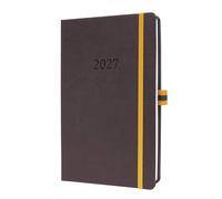SIGEL Agenda settimanale Linescape 2027 A5 con copertina rigida | L2703, in inglese, grigio scuro/giallo, layout verticale, certificata FSC