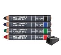 SIGEL BA013 Marcatores per lavagna - cancellabilecon un panno asciutto o umido - nero/blu/verde/rosso - a punta conica - 1-5 mm - 4 pezzi nel set - per le whitebord