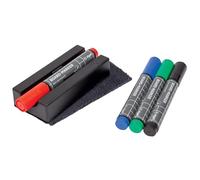 SIGEL BA151 Set: cancellino con 4 marcatori da lavagna, magnetico, 13 x 6 cm, per lavagne bianche e lavagne magnetiche in vetro