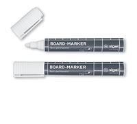 SIGEL BA715 Marcatore per lavagne di vetro, bianco, punta tonda 2-3 mm, 2 pz