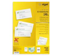 Sigel Biglietti da visita LP791 – stampabili 3C, 85×55 mm, 190 g, 400 pz, bianco liscio