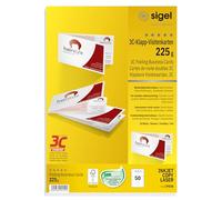 SIGEL LP838 Biglietti da visita apribili, 3C, con taglio netto tutt'intorno, bianco, 180x55 mm (A4), 225 g, 50 pz.=10 fg