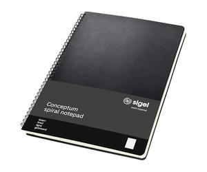 SIGEL Blocco note Conceptum A4 con spirale e copertina rigida | CO821, a righe, nero, ideale come diario personale, bullet journal, quaderno delle idee o quaderno per la scrittura