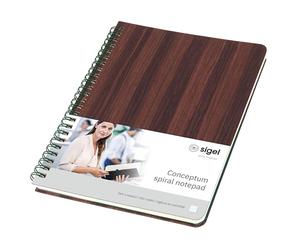 SIGEL Blocco note Conceptum con spirale A5 copertina rigida, venatura legno | CO675, puntinato, marrone, 160 pagine, FSC, diario personale, bullet journal, quaderno delle idee o per la scrittura