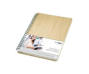 SIGEL Blocco note premium Conceptum A5 con spirale e copertina rigida | CO672, premium, puntinato, vero bambù, beige, come diario, bullet journal o quaderno creativo