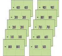 SIGEL Blocco ticket numerati 5,30 x 10,50 cm | 76153, confezione da 10 blocchi, 10 x 100 buoni numerati da 1 a 1000, verde