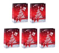 SIGEL GT022 Borsa Regalo natalizia grande, Sparkling Tree, 26 x 33 x 12 cm, carta, 5 pz