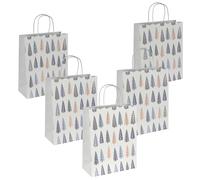 SIGEL GT123 - Set di 5 sacchetti regalo in carta di alta qualità, grandi, 26 x 33 cm, colore: bianco, blu, oro, Natale