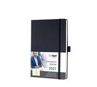 SIGEL C2114 Agenda-taccuino settimanale 2021, ca. A5, nera, copertina rigida, Conceptum