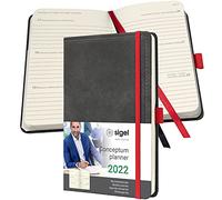 SIGEL C2257 Conceptum agenda settimanale 2022 - design vintage - aspetto Finta Pelle - 13,5 x 20,3 cm - hardcover - 192 pagine - grigio