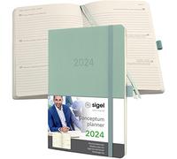 SIGEL C2438 Conceptum Agenda settimanale 2024, circa A5, verde, copertina flessibile, 2 pagine = 1 settimana, 192 pagine