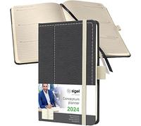 SIGEL C2458 Conceptum Agenda settimanale 2024, motivo Casual, 9,5 x 15 cm, copertina rigida, 176 pagine, grigio, bianco