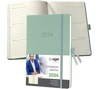 SIGEL C2472 Conceptum Agenda settimanale 2024, circa A5, verde, copertina rigida, 2 pagine = 1 settimana, 192 pagine