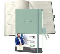 SIGEL C2473 Conceptum Agenda settimanale 2024, circa A6, verde, copertina rigida, 2 pagine = 1 settimana, 176 pagine