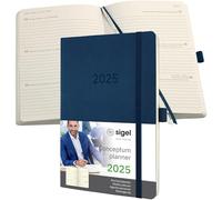 SIGEL C2532 Conceptum Agenda settimanale 2025, circa A5, blu scuro, copertina flessibile, 2 pagine = 1 settimana, 192 pagine