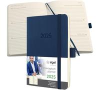 SIGEL C2533 Conceptum Agenda settimanale 2025, circa A6, blu scuro, copertina flessibile, 2 pagine = 1 settimana, 176 pagine