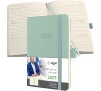 SIGEL C2539 Conceptum Agenda settimanale 2025, circa A6, verde, copertina flessibile, 2 pagine = 1 settimana, 176 pagine