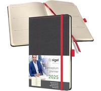 SIGEL C2555 Conceptum Agenda settimanale 2025, motivo grey-red, 13,5 x 20,3 cm, copertina rigida, 192 pagine, grigio, rosso