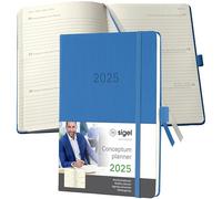 SIGEL C2568 Conceptum Agenda settimanale 2025, circa A5, blu, copertina rigida, 2 pagine = 1 settimana, 192 pagine