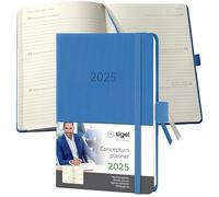 SIGEL C2569 Conceptum Agenda settimanale 2025, circa A6, blu, copertina rigida, 2 pagine = 1 settimana, 176 pagine